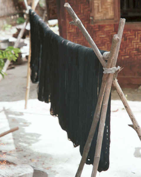 Hanks of dyed cotton hanging out to dry - Amarapura, Shan State 9809e31.jpg