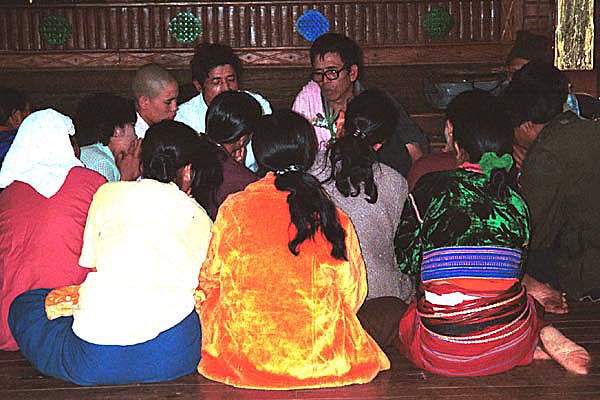 78K Jpeg Prayers for the 'Full Moon day' in the Buddhist temple in the Silver Palaung village of Pein Ne Bin near Kalaw, southwestern Shan State.