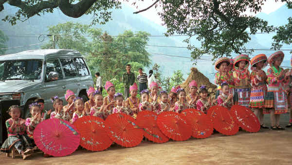 Some of the very youngest of the performers of the dance troupe - Da Shu Jia village, Xin Zhou township, Longlin county, Guangxi province 0010h07.jpg