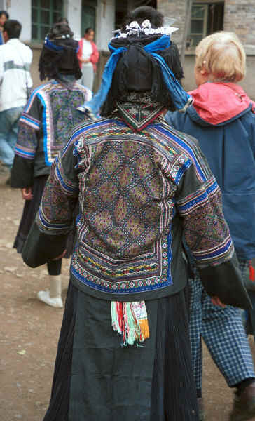 Back view of the finely embroidered Black Miao woman's jacket - Dai Lo village, Shi Zi township, Ping Ba county, Guizhou county 0010z18.jpg