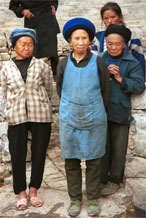 to Jpeg 156K Iron Beating Miao older women wearing their every day clothing, Gao Zhai village, Bai Jin township, Huishui county, Guizhou province 0110C31