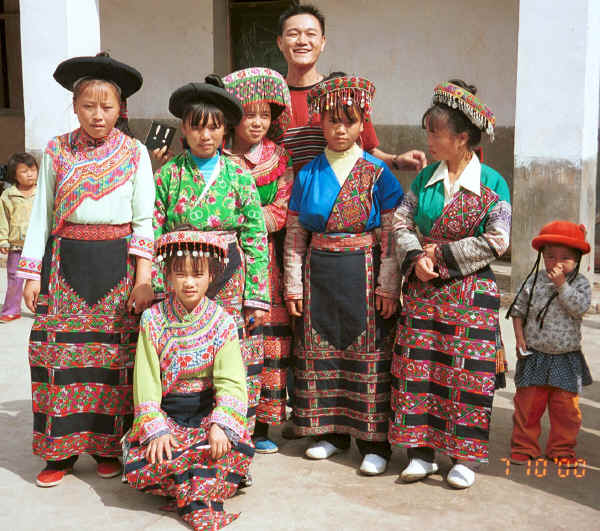 Miao dancers with our local guide, Sha Jiao village, Wan Teng township, Xingyi metropolitan area, Guizhou province 0010m27.jpg
