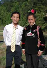 to 64K Jpg image The groom, Tony, with his elder sister who returned to the village for his wedding.