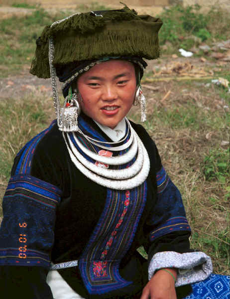 Black Miao young woman wearing her festival finery, Zuo Qi village, Min Gu township, Zhenfeng county, Guizhou province 0010p35.jpg