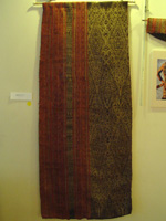 to 69K Jpg 19 - Tboli woman's abaka and ikat dress, Mindanao, late 19th or early 20th century. This garment was pounded with a wooden mallet after it was embroidered to create a glossy sheen. 62 cm x 150 cm