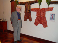 to 72K Jpg Dr Peter Reimann in front of a group of abaka textiles from Mindanao. Photo taken at the opening reception held in the evening of February 4, 2008 for the exhibition of Filipino textiles from the collection of Myunghee & Peter Reimann as exhibited at the Philippine Centre, Philippine Consultate General, New York from February 4-15, 2008. 