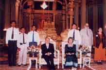 ss15 Jpeg 57K Me and Chris in the Cambodian throneroom. We're the two on the right of Queen Monique. I'm wearing a jacket of Khmer silk made by a friend. How sad …. 