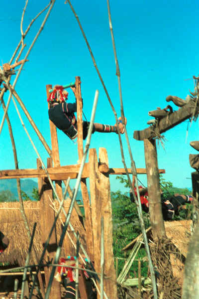 U Lo-Akha boys on the village swing at the entrance to a village in the hills above Chiang Rai 8812p36.jpg